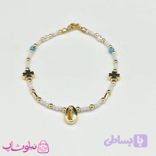 دستبند زنانه صدفی طرح گل کد 180