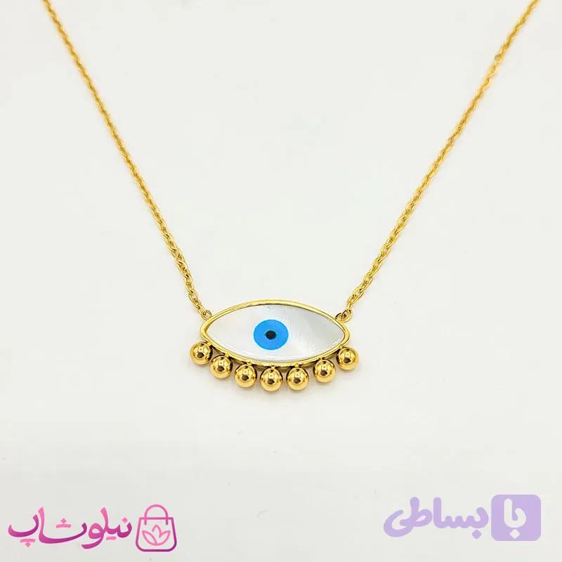 گردنبند زنانه استیل طرح چشم کد 2644 — تصویر 1
