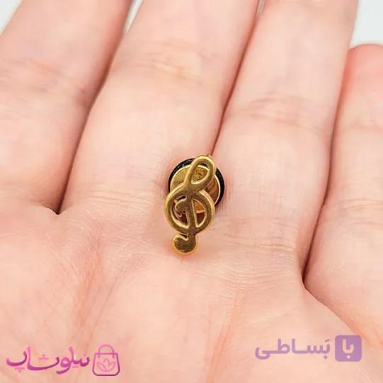 پیرسینگ گوش مدل کلید سل استیل طلایی رنگ کد 56 — تصویر 1