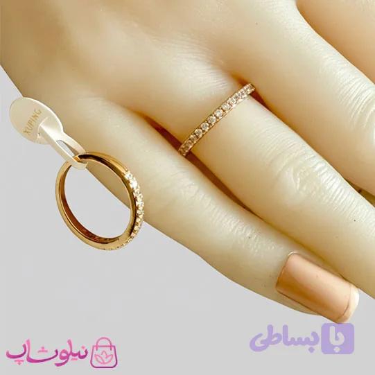 رینگ زنانه ژوپینگ مدل ظریف نگیندار کد 2991 — تصویر 1