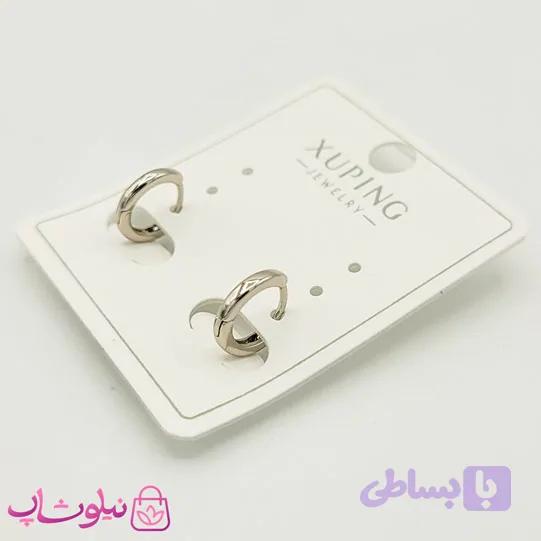 گوشواره حلقه ای ریز ژوپینگ ساده سیلور کد 591