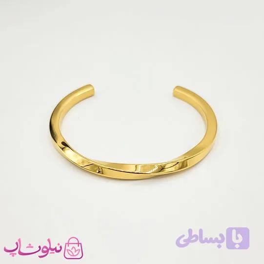 دستبند بنگل مردانه مدل پیچ استیل طلایی کد 239