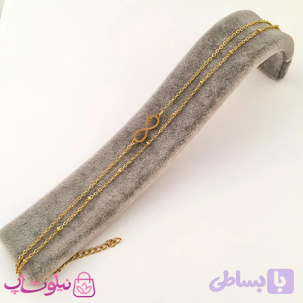 دستبند پابند استیل زنانه طرح بی نهایت کد 1050 — تصویر 1