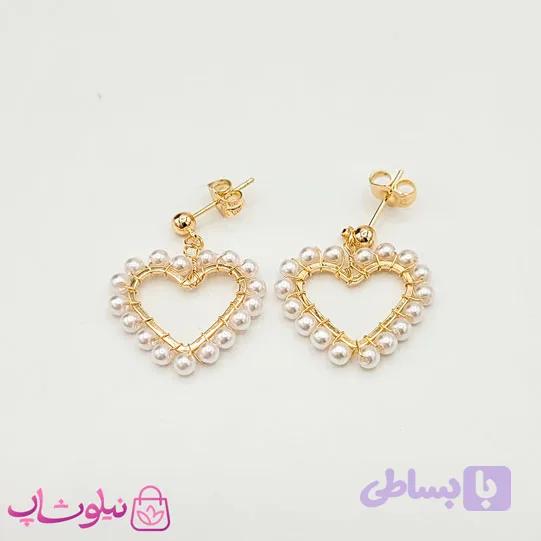 گوشواره آویز YSX مدل قلب و مروارید کد 891