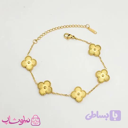 دستبند دخترانه مدل ونکلیف طلایی کد 158 — تصویر 1