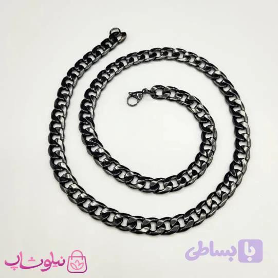 زنجیر مردانه کارتیه مشکی استیل 60 سانت عرض 1 سانت کد 5491 — تصویر 1