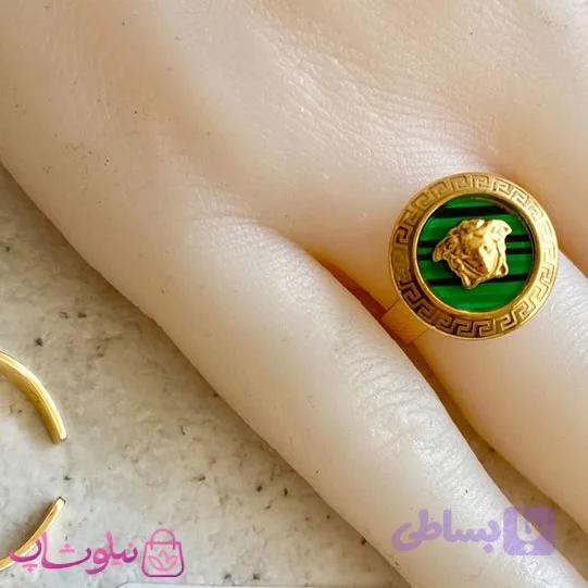 انگشتر زنانه ورساچه سبز استیل فری سایز کد 1691