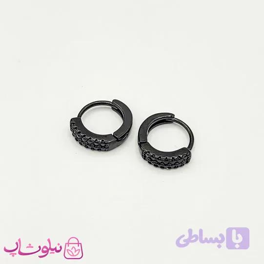 گوشواره حلقه ای کوچک ژوپینگ مشکی کد 991 — تصویر 1