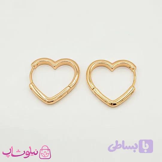 گوشواره دخترانه ژوپینگ قلب توخالی طلایی رنگ کد 2391