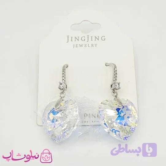 گوشواره ژوپینگ با کریستال سواروسکی سفید کد 4491-1