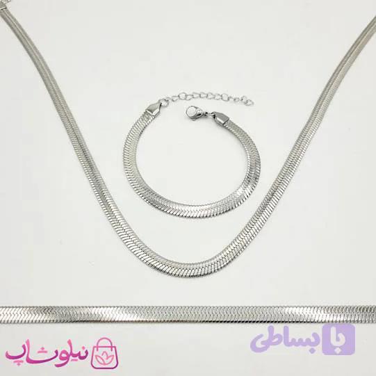 گردنبند/ دستبند/ پابند هرینگبون تخت سیلور ضخامت 6 میل — تصویر 1