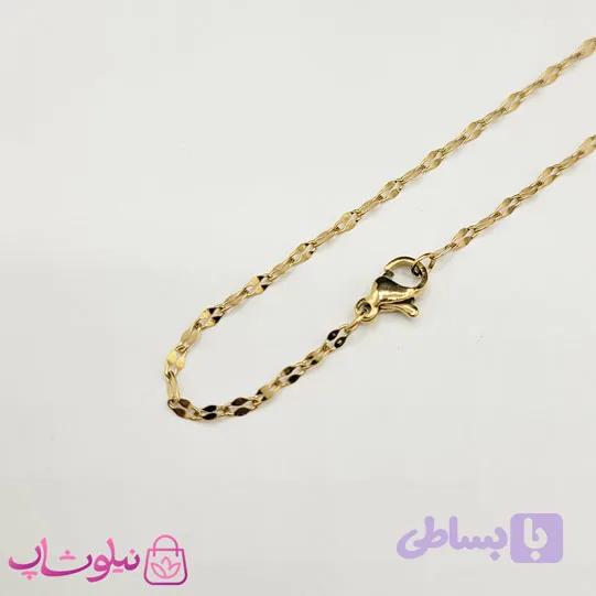 زنجیر دخترانه و ظریف استیل طلایی کد 1291 — تصویر 1