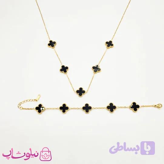 ست گردنبند و دستبند دخترانه ونکلیف مشکی — تصویر 1