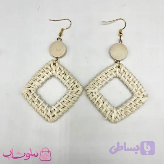 گوشواره فانتزی دخترانه کنفی طرح لوزی کد 145