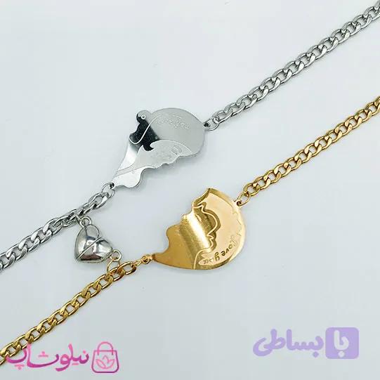 دستبند ست دختر و پسر مگنتی طرح قلب کد 1981
