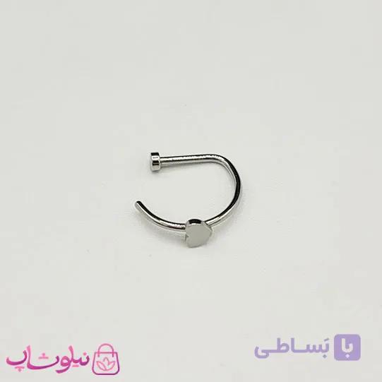 پیرسینگ بینی استیل نقره ای D shape مدل قلب کد 56
