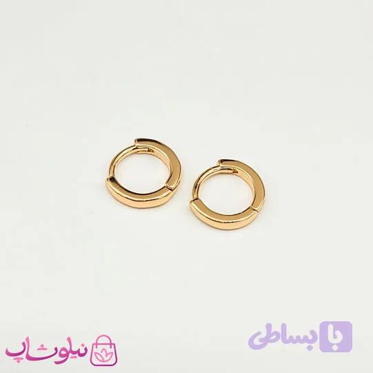 گوشواره حلقه ای ژوپینگ ساده طلایی قطر 1 سانت ضخامت 2 میل