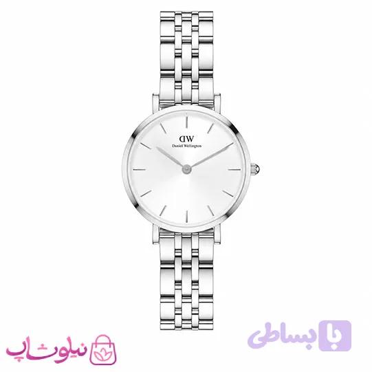 ساعت مچی دنیل ولینگتون زنانه مدل عقربه ای با بند نقره ای و صفحه سفید صدفی کیفیت مستر کد 3700 — تصویر 1
