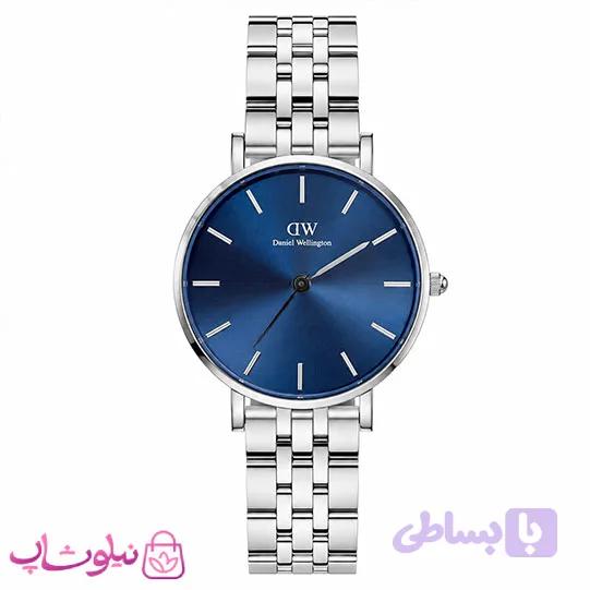 ساعت مچی دنیل ولینگتون زنانه مدل عقربه ای با بند نقره ای و صفحه آبی کیفیت مستر کد 3700 — تصویر 1