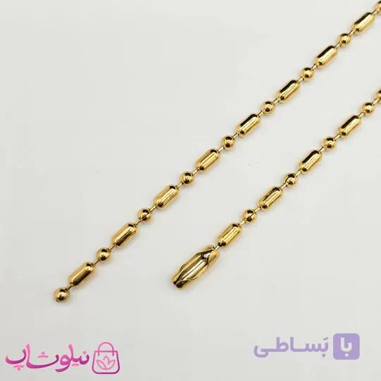 زنجیر مردانه مدل خط نقطه استیل طلایی 60 سانت کد 998