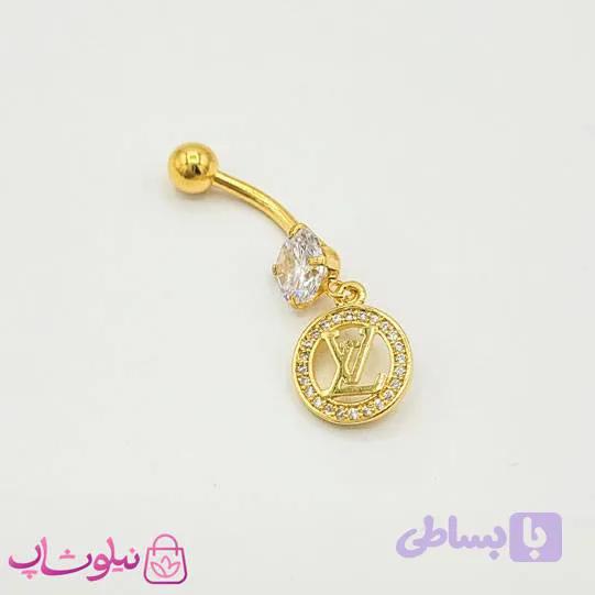 پیرسینگ ناف مدل لویی ویتون طلایی کد 1091-1