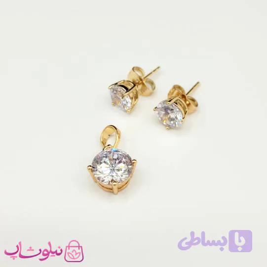 نیم ست زنانه مینیمال ژوپینگ مدل نگین دایره سفید کد 420 — تصویر 1