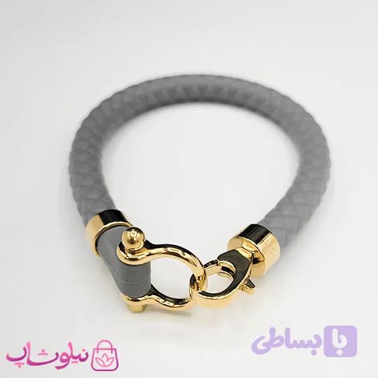 دستبند امگا رابر طوسی با قفل طلایی سایز لارج کیفیت مستر کد 1100 — تصویر 1