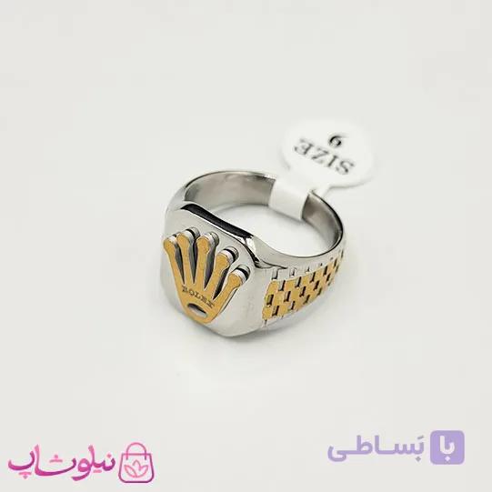 انگشتر مردانه استیل طرح رولکس رنگ طلایی نقره ای کیفیت مستر کد 750