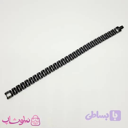 دستبند مردانه زنانه استیل طرح رولکس مشکی کد 4891 — تصویر 1