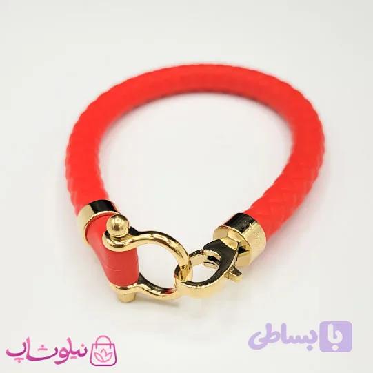 دستبند امگا رابر قرمز با قفل طلایی سایز لارج کیفیت مستر کد 1100 — تصویر 1