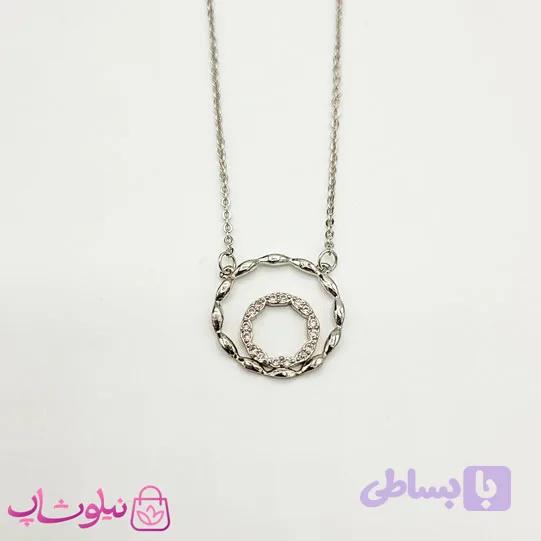 گردنبند دخترانه ظریف برند وینویز مدل دایره نقره ای کد 120