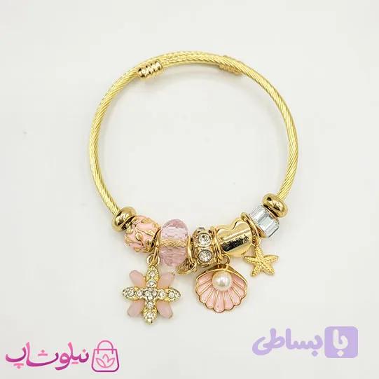 دستبند دخترانه پاندورا استیل مدل صدف و ستاره کد 1388