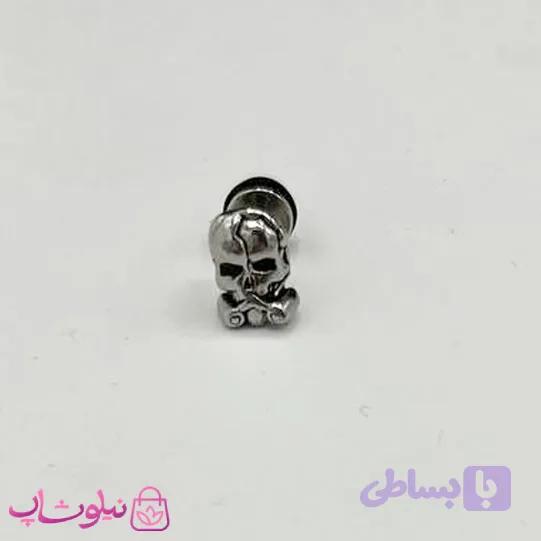 پیرسینگ گوش طرح سر اسکلت نقره ای کد 40