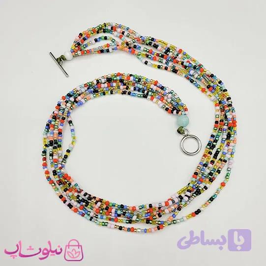 گردنبند زنانه دستساز برند N&SH با مهره های رنگی 6 لاین کد 175