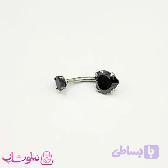 پیرسینگ ناف با نگین قلبی مشکی کد 698