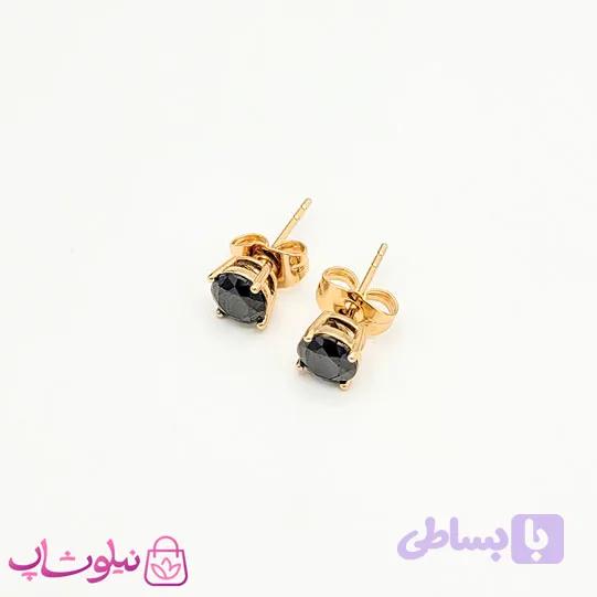 گوشواره میخی ژوپینگ نگین مشکی کد 798 — تصویر 1