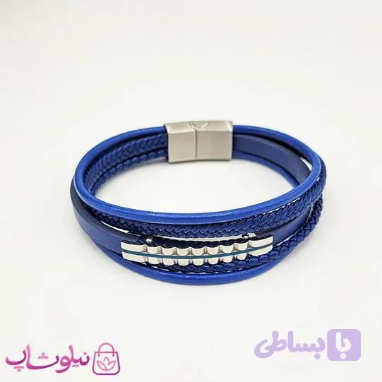 دستبند مردانه برند رولکس آبی نقره ای کد 370 — تصویر 1