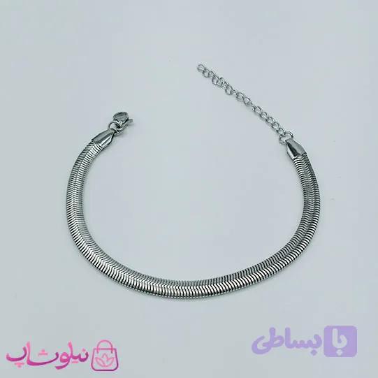 دستبند هرینگبون نقره ای رنگ مدل نرم عرض 5 میل کد 798 — تصویر 1