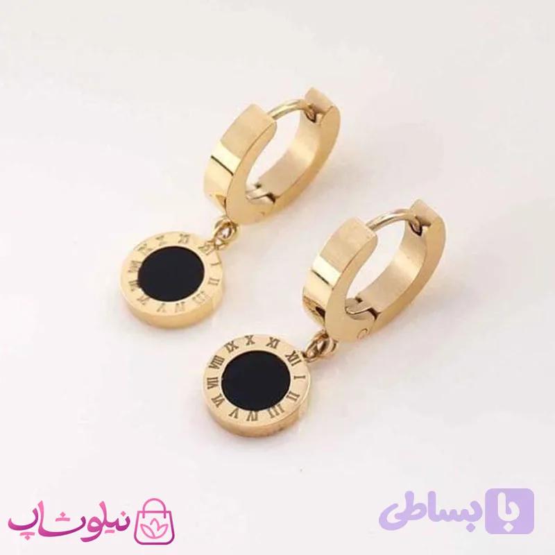 گوشواره زنانه استیل طرح بولگاری کد 1008-1 — تصویر 1