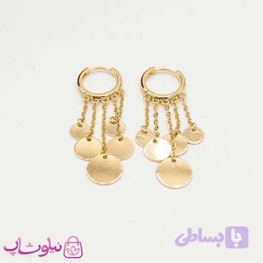 گوشواره زنانه ژوپینگ با آویزهای پولکی یا سکه ای کد 5991