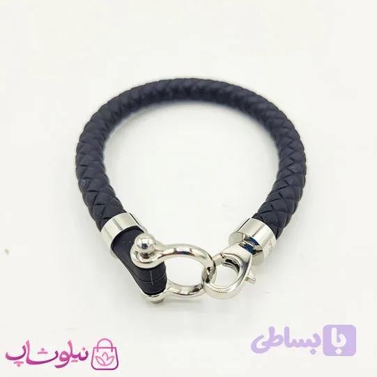 دستبند امگا رابر مشکی مردانه زنانه با قفل نقره ای کیفیت مستر کد 1100 — تصویر 1