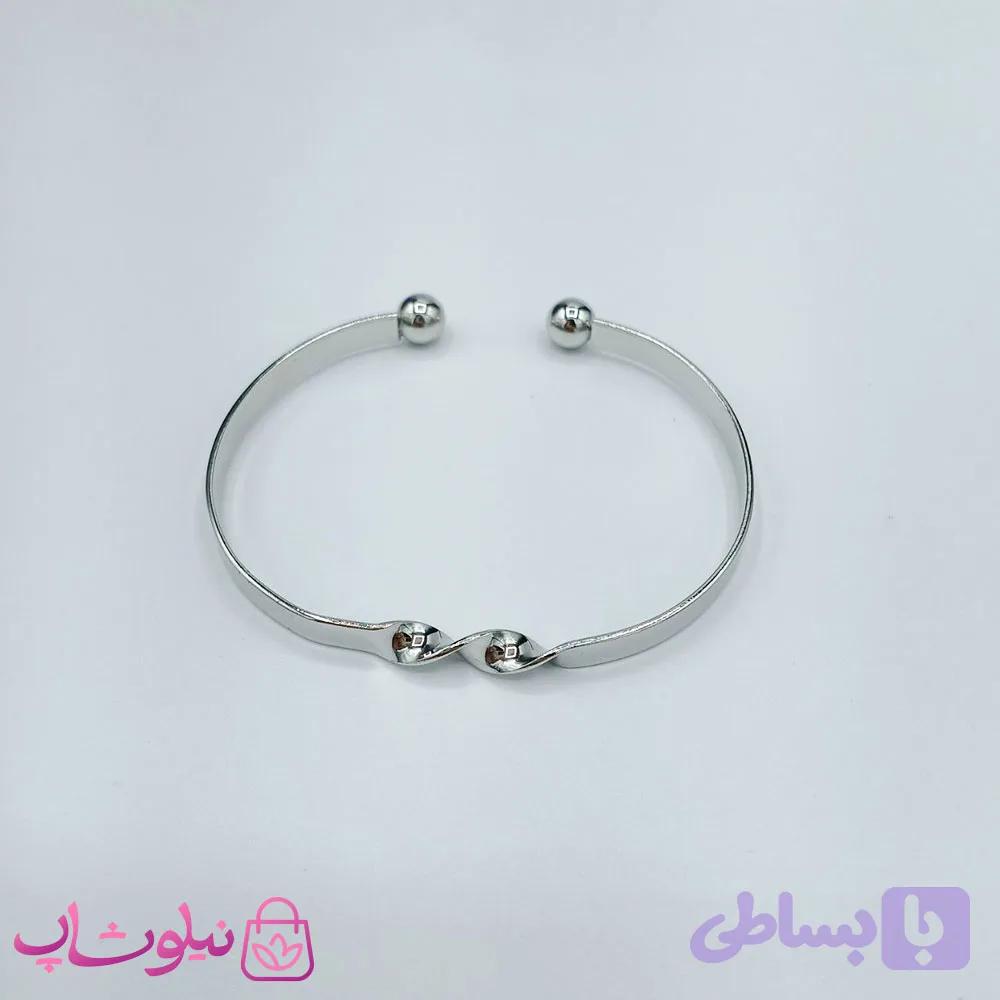 بنگل دخترانه آبکاری نقره مدل بینهایت کد 150