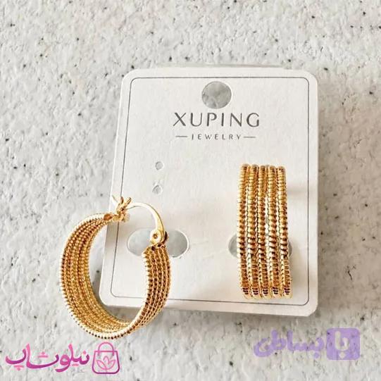 گوشواره زنانه ژوپینگ حلقه ای مدل پنج ردیفه کد 4991