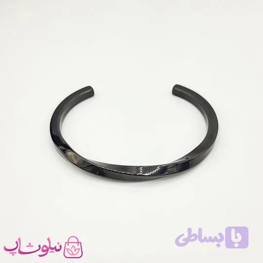 دستبند بنگل مردانه مدل پیچ استیل مشکی کد 239
