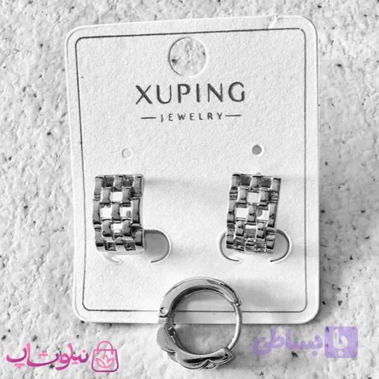 گوشواره زنانه حلقه ای ژوپینگ مدل رولکس نقره ای رنگ کد 2391