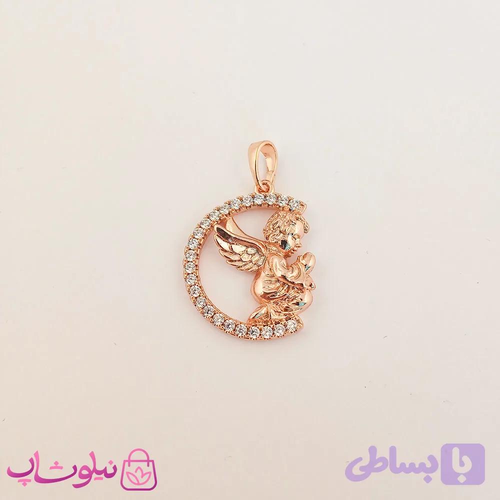 پلاک زنانه ژوپینگ طرح کودک فرشته طلایی کد 2715-1 — تصویر 1