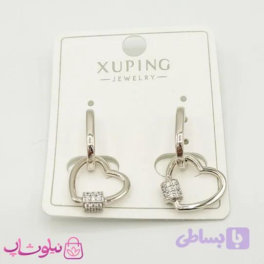 گوشواره دخترانه آویزدار ژوپینگ قلبی کد 1391 — تصویر 1