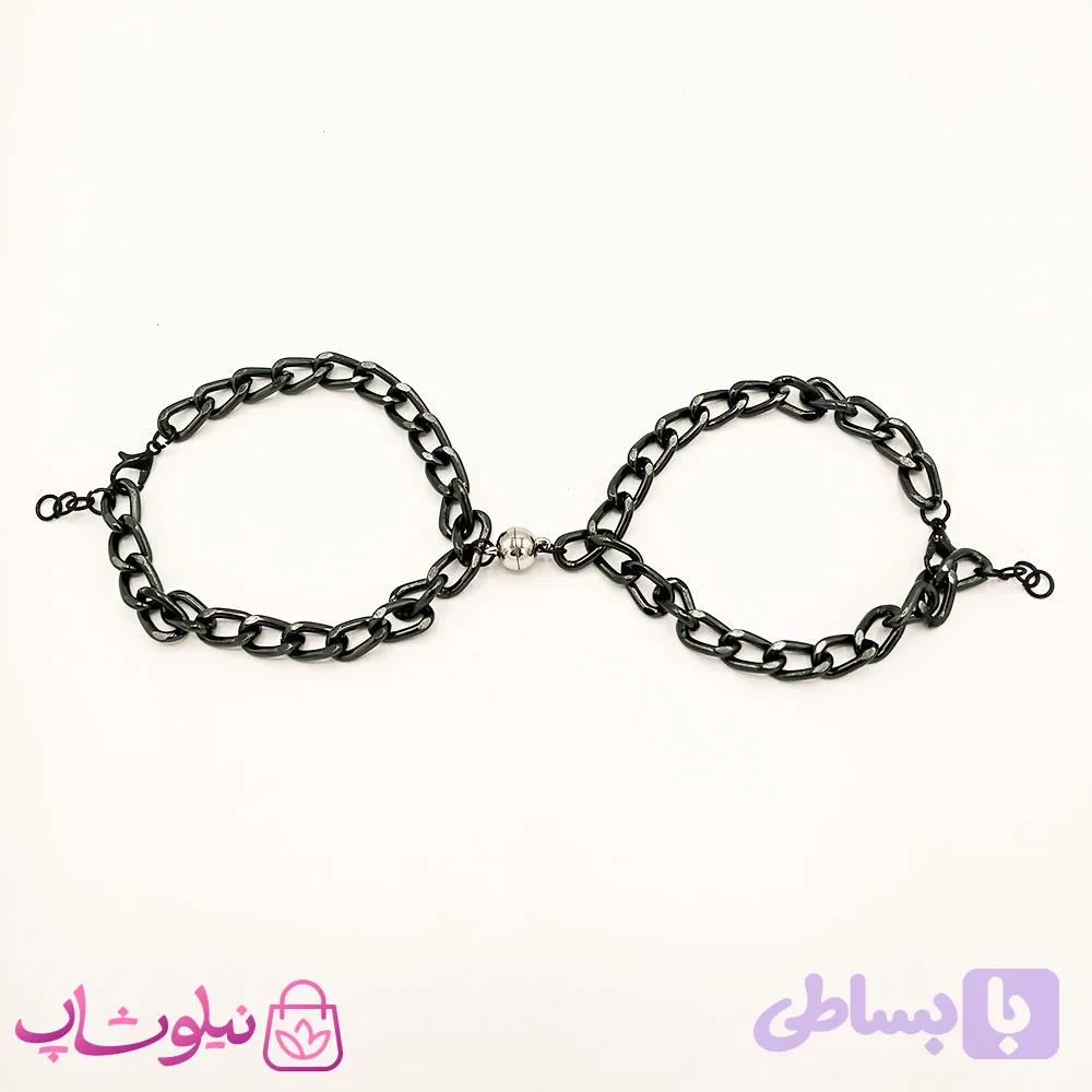 دستبند ست عاشقانه مگنتی مشکی — تصویر 1