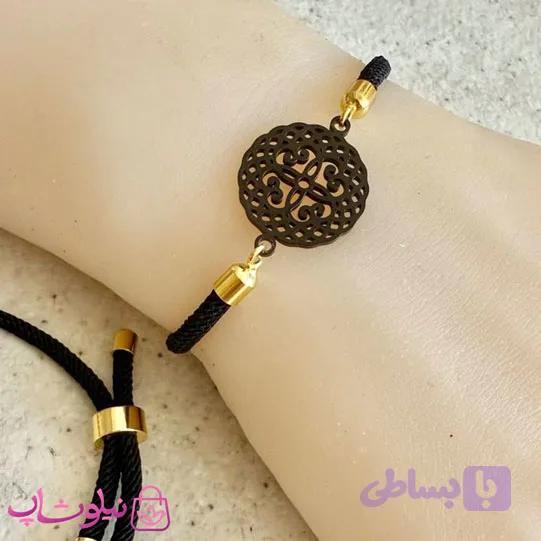 دستبند زنانه آسانسوری مدل گل مشکی کد 159
