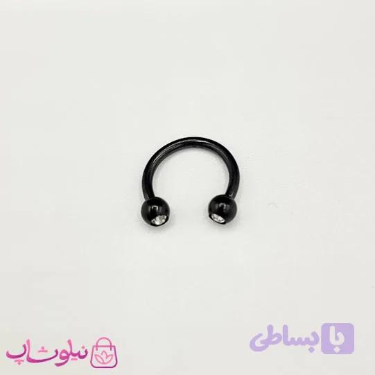 پیرسینگ بینی سپتوم مدل مشکی نگین سفید کد ۵۲